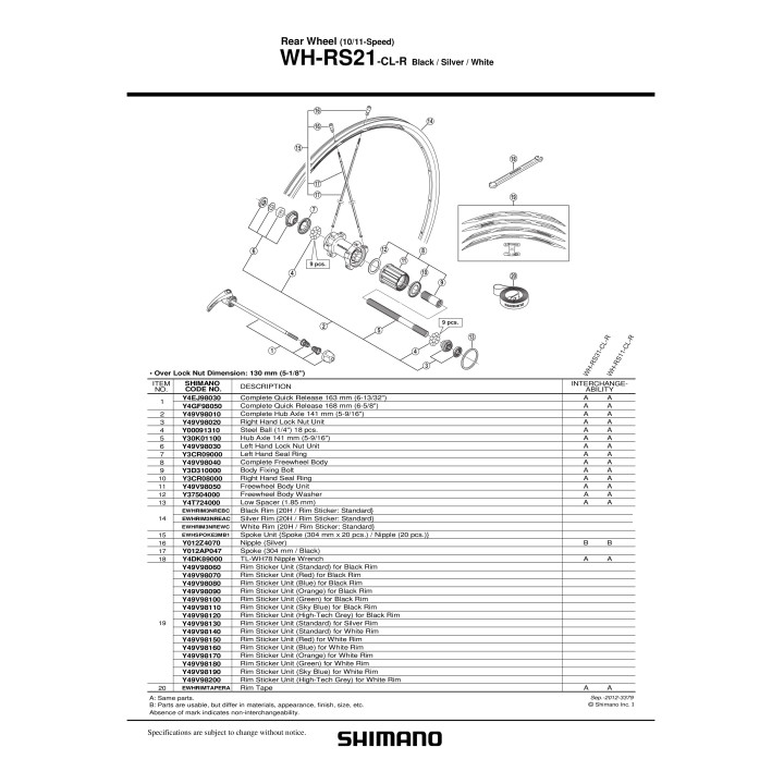 Caseta Shimano WH-RS21-CL-R
