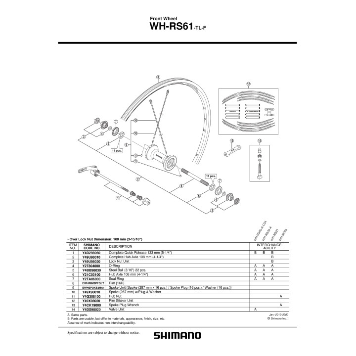 Spita Shimano WH-RS61-TL-F 287mm cu capăt