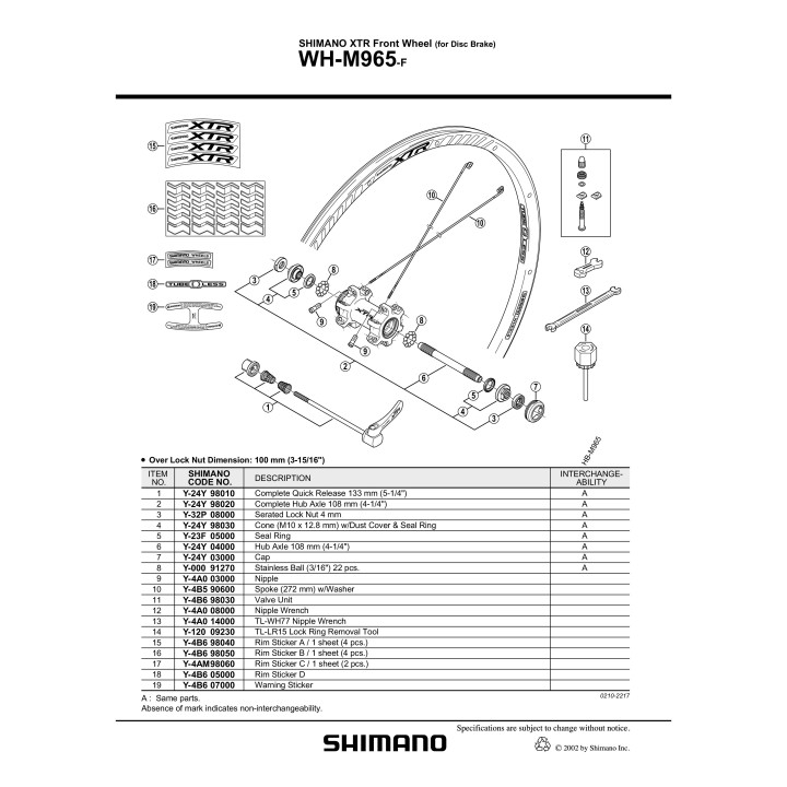 Spita Shimano WH-M965 stânga 272mm cu saibă
