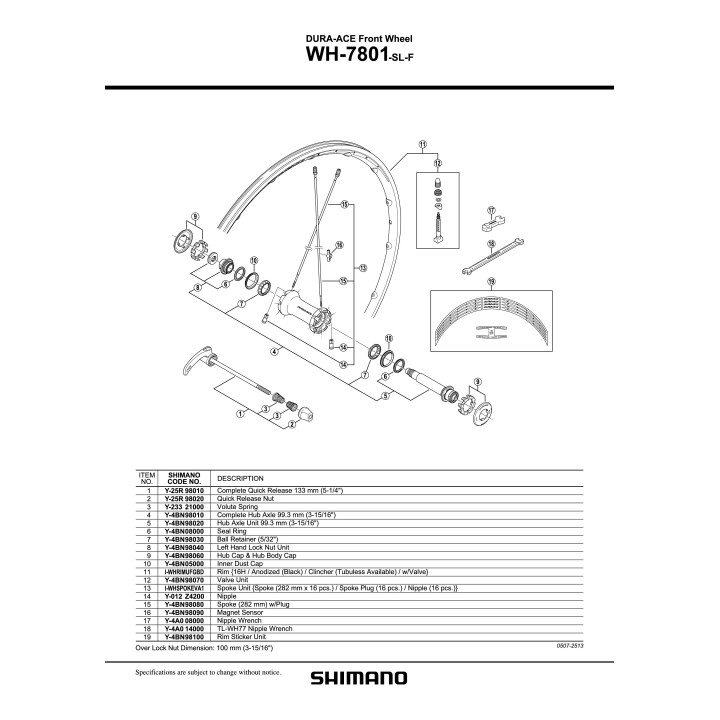 Con Shimano WH-7801-SL-F Stânga - Piesa Roată