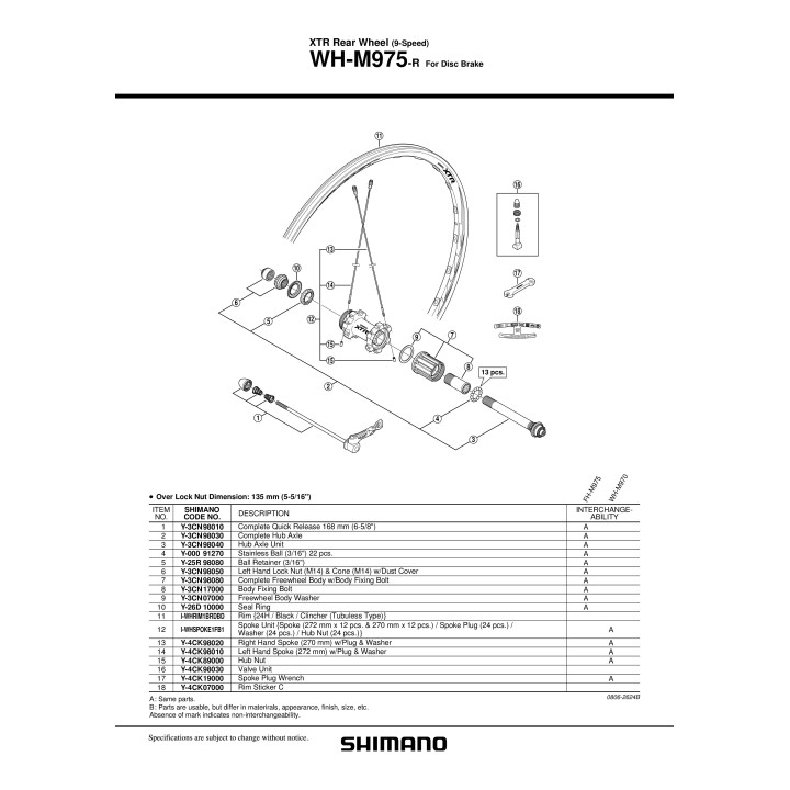 Piuliță Shimano M975-R spițe - Piesă de schimb