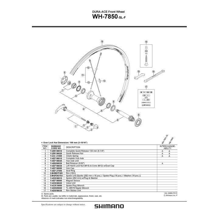 Stickere Janta Shimano WH-7850-SL-F