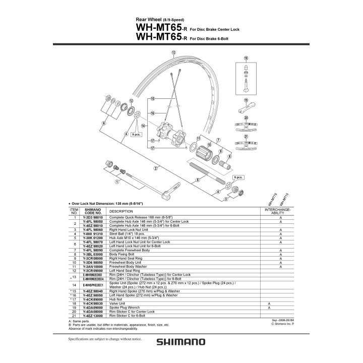 Spita Shimano WH-MT65-R 272mm Stânga cu Capăt