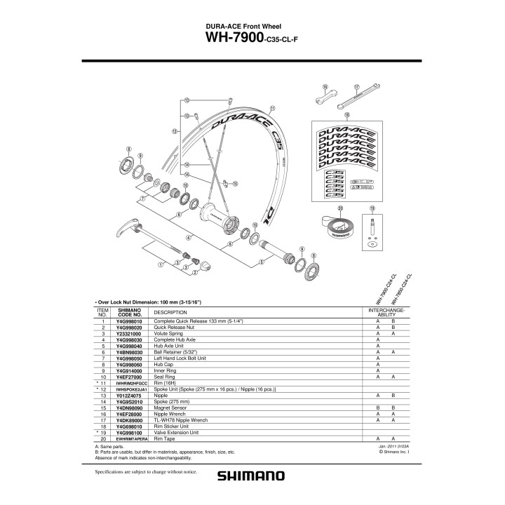 Ax Butuc Fata Shimano WH-7900-F Original