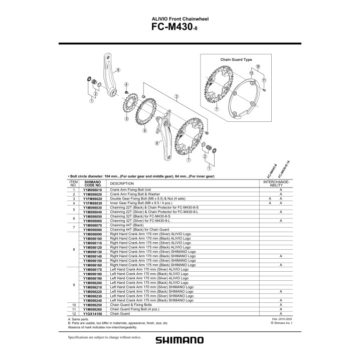Șurub fixare și șaibă Shimano FC-M430-8