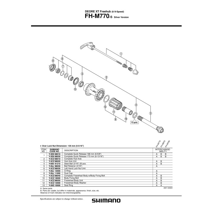 Caseta Shimano FH-M770-S | Roată Libură MTB
