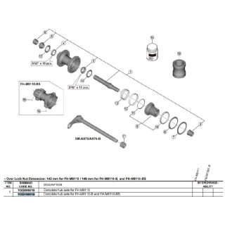 Ax complet Shimano FH-M8110B 148mm