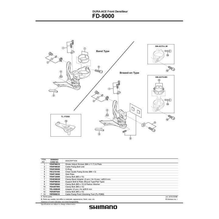 Șurub reglare cablu Shimano FD-9000