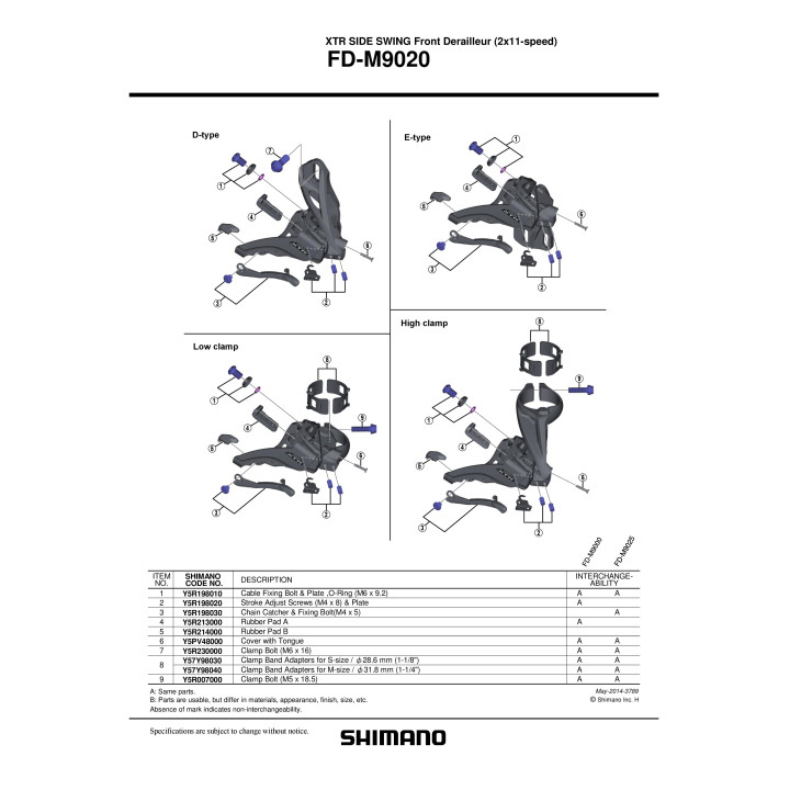 Șurub reglaj Shimano FD-M9020 M4x8