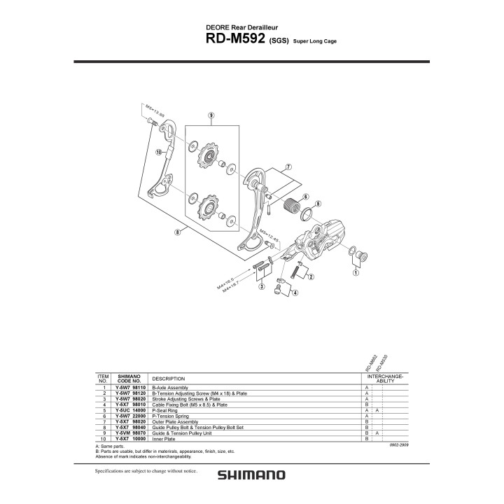 Șuruburi rola ghidare și tensionare RD-M592 Shimano
