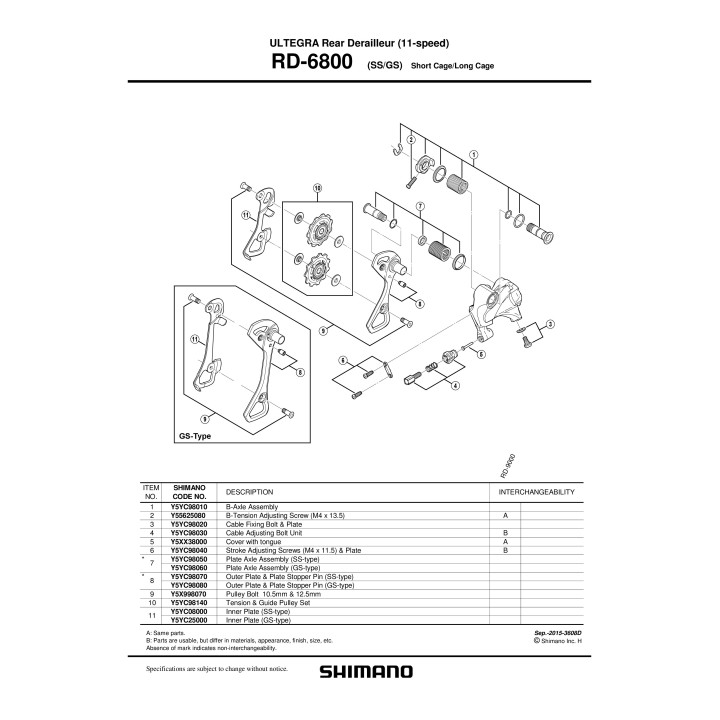 Role Schimbător Shimano RD-6800 Ghidare Tensionare