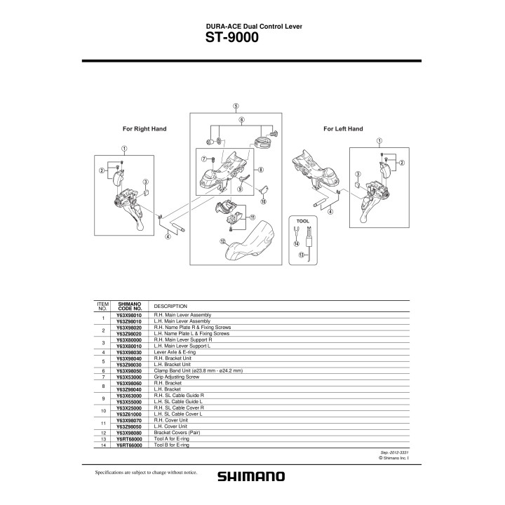 Ghidaj Cablu Shimano ST-9000 SL Stânga