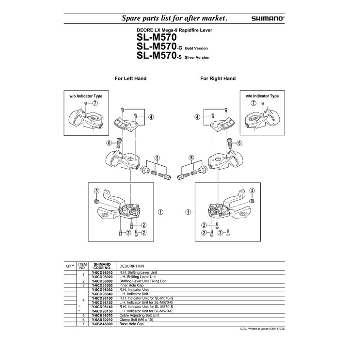 Maneta Schimbator Shimano SL-M570 Stânga