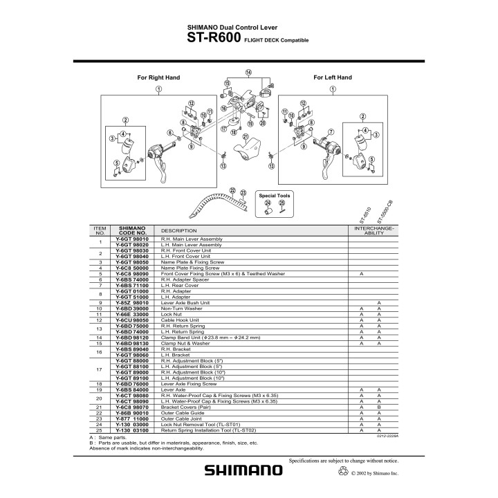 ST-R600 Shimano Mâner Dreapta - Ansamblu Corp