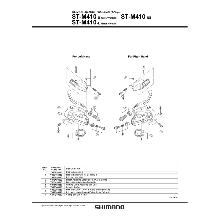 Indicator Shimano ST-M410 Dreapta - Schimbător Viteze