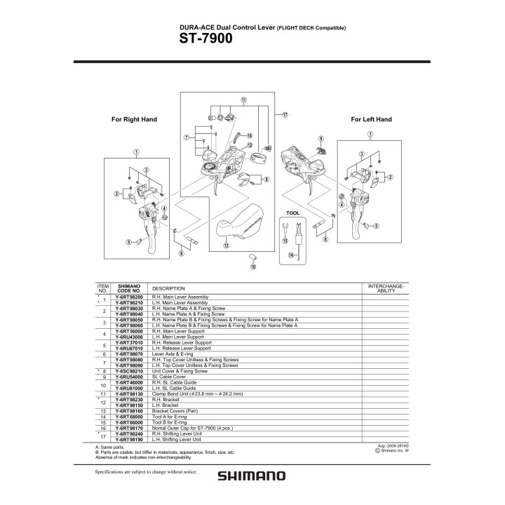 Maneta Dreapta Shimano ST-7900 - Ansamblu Corp