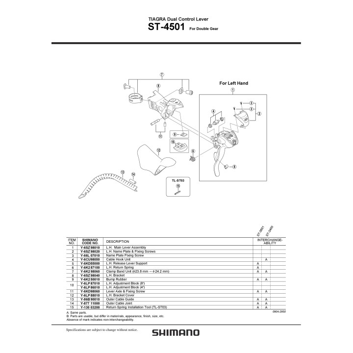 Ansamblu Corp Maneta Stanga ST-4501 Shimano