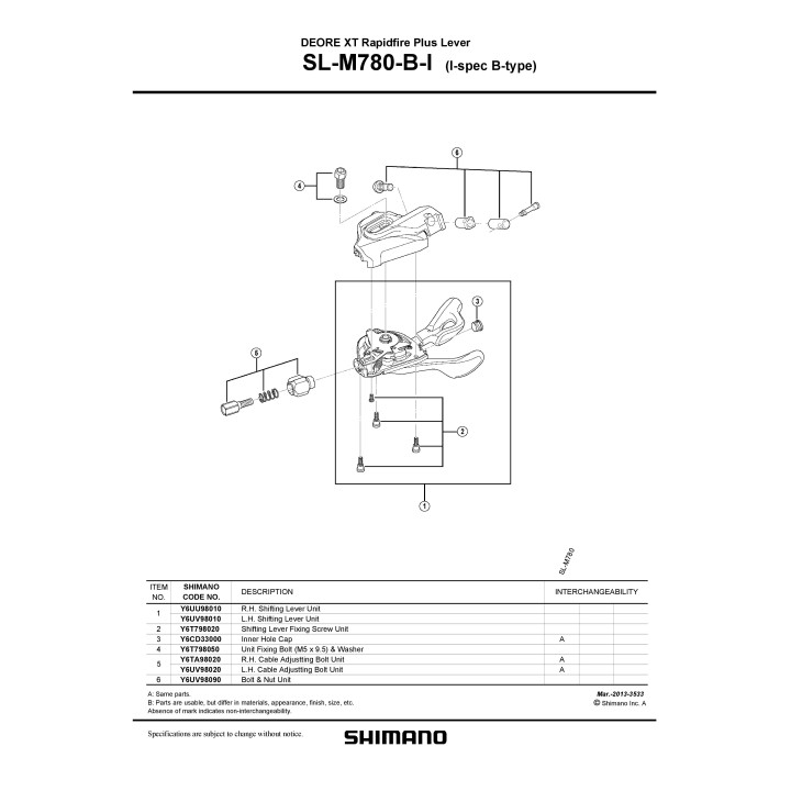 Unitate Schimbare Viteze Shimano SL-M780-I Stânga