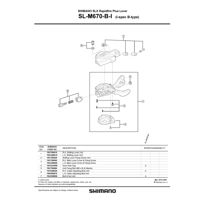 Șurub & Piuliță Shimano SL-M670-B-I