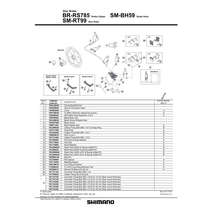 Șurub Conversie Shimano M5 x 21.8 BR-RS785