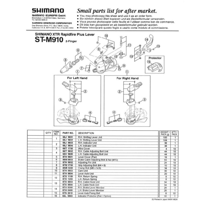 Șurub și Piuliță Reglaj Shimano ST-M900 OEM