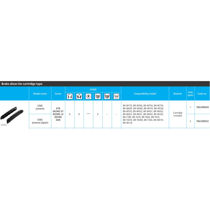 Saboți Frână Shimano S70C 50 buc