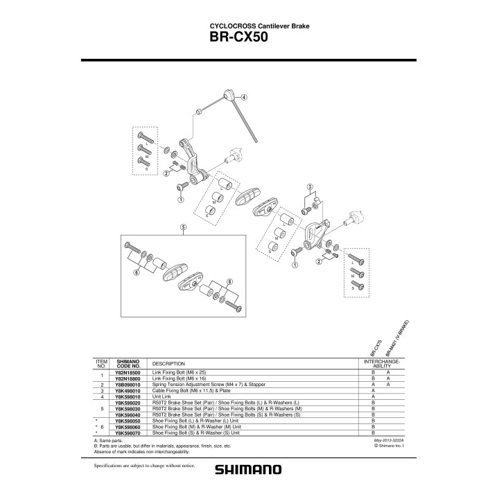 Saboti Frână Shimano BR-CX50 R50T2 cu Suruburi