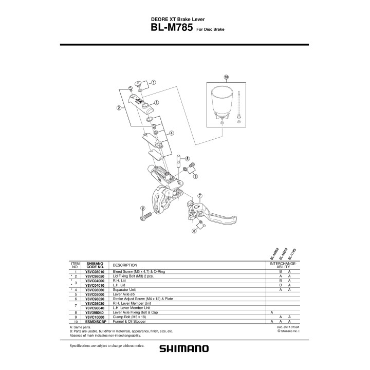 Șurub reglaj Shimano BL-M785 M4x12 cu placă