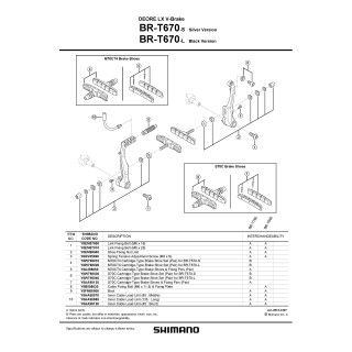 Saboti Frână Shimano BR-T670L S70C - Set Rezervă