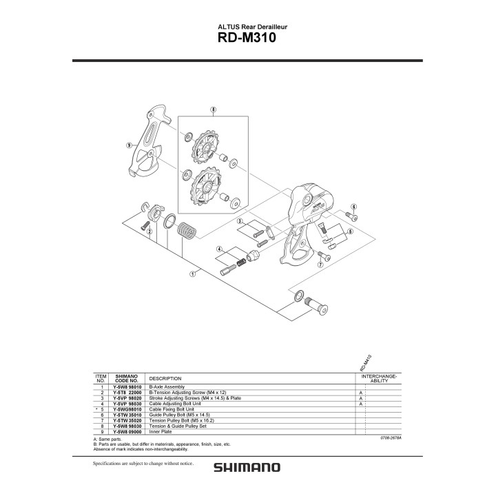 Role Schimbator Shimano RD-M310 Ghidare Tensionare
