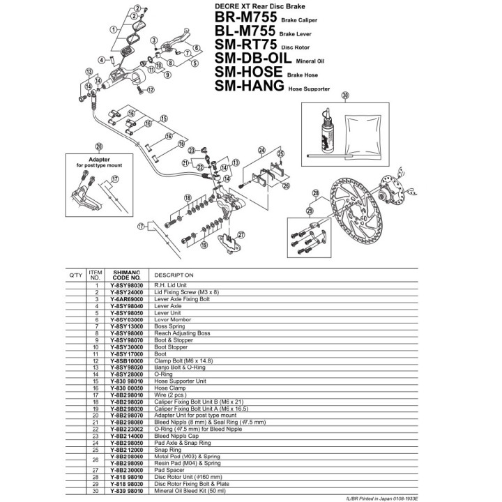 Capăt Niplu Aerisire Shimano BR-M755