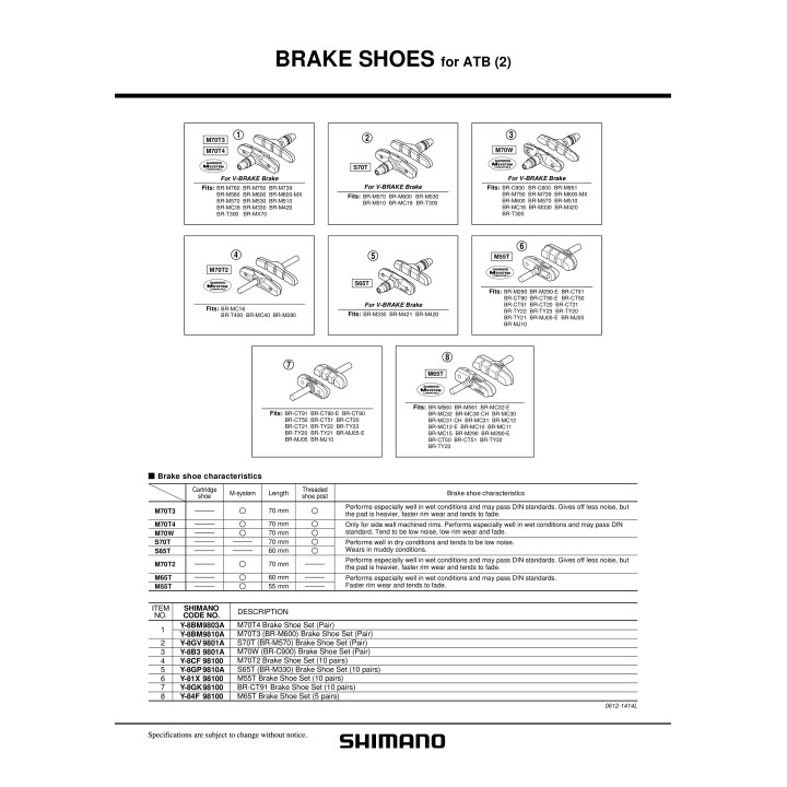 Saboti Frană Shimano BR-M330 50 Perechi