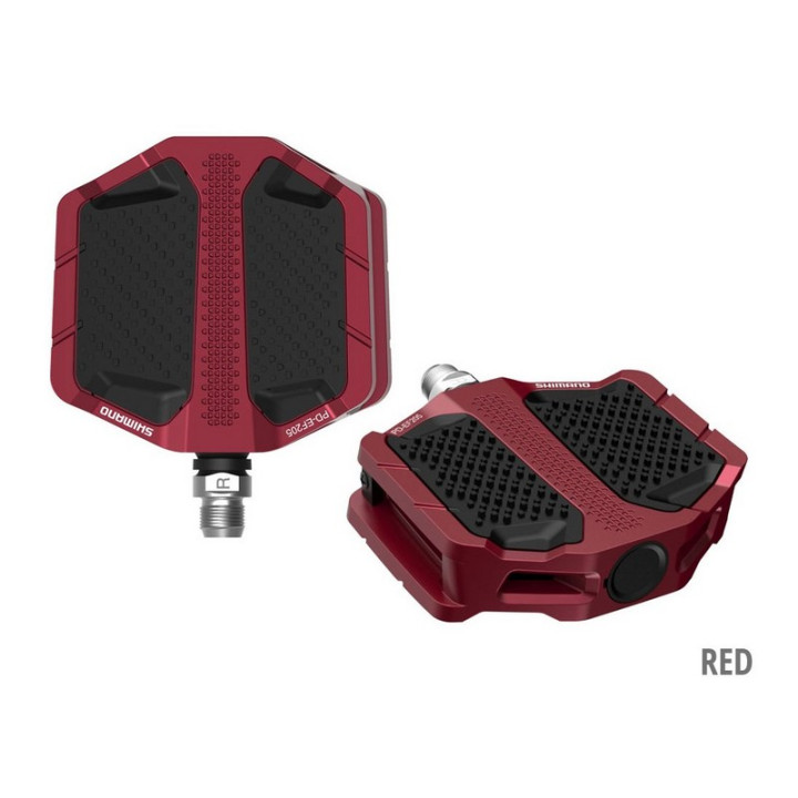 Pedale Shimano PD-EF205 Roșii Fără Catadioptrii
